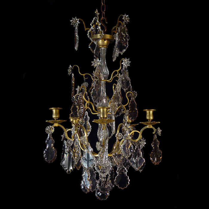 A 20th Century Crystal Five Light Chandelier