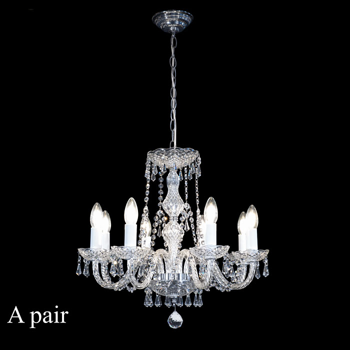 A Pair of Cut Glass Eight Branch Chandelier