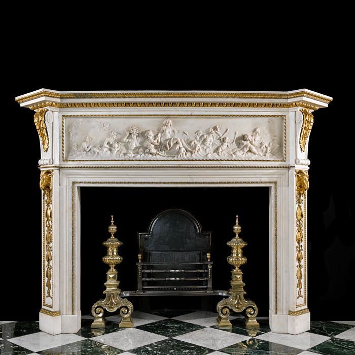 Rare Statuary Marble Regency Style Fireplace