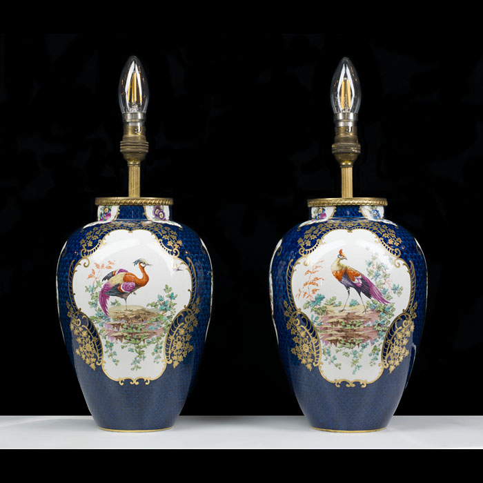 A hand painted pair of Booth's table lamps