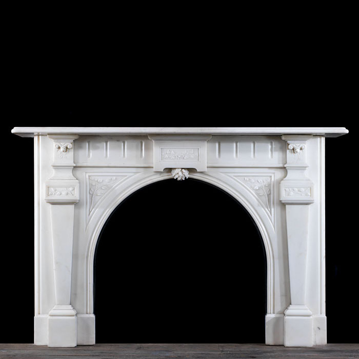  Arched Victorian Statuary Marble Fireplace 