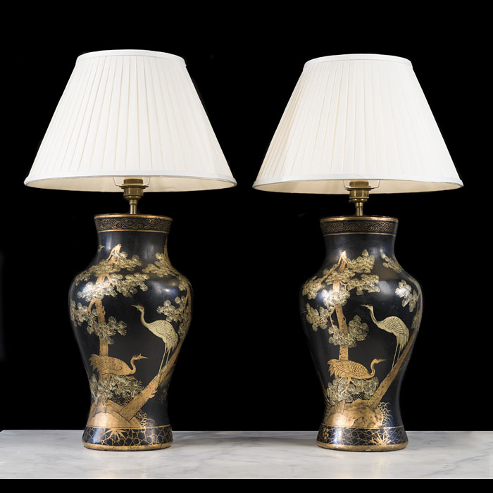 Pair of Classical Patinated Brass Table Lamps