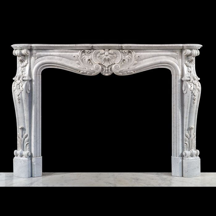 Ornate French Rococo Chimneypiece in Carrara 