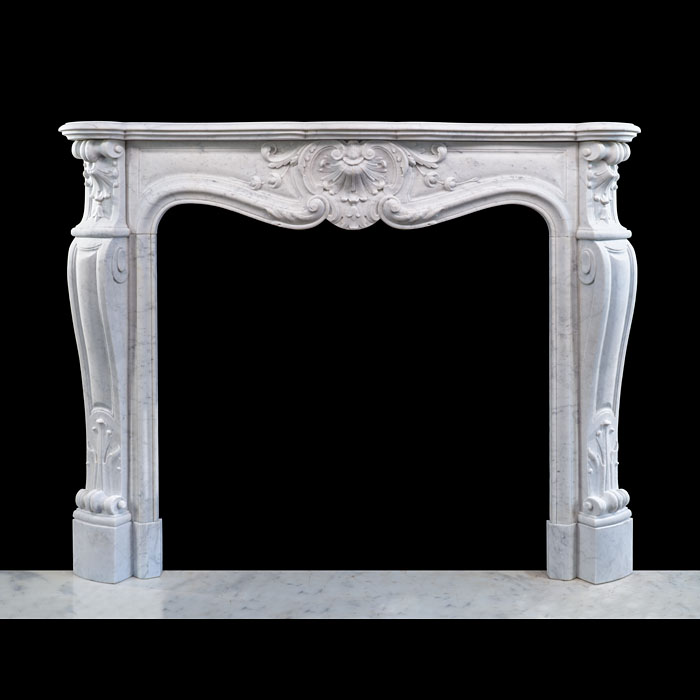 Small Louis XV Rococo Carrara Marble Fireplace 