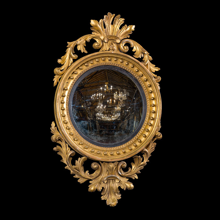 Large Regency Giltwood Convex Wall Mirror 