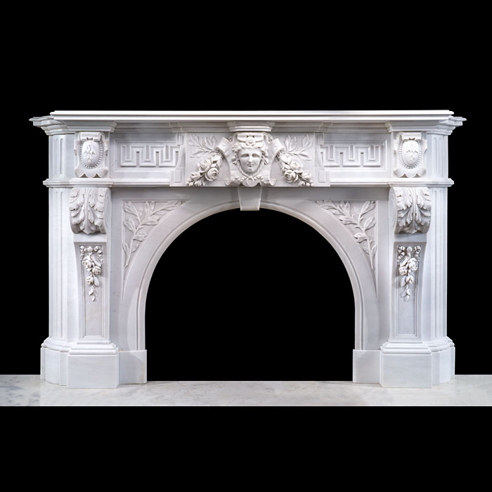 Grand and Beautifully Carved Belgian Arched Fireplace 