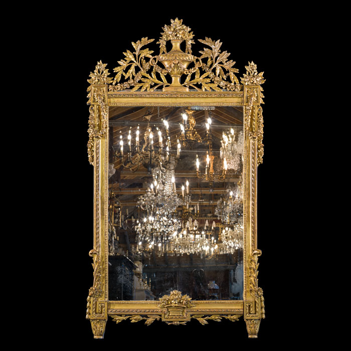 Fine Louis XVI Overmantel Mirror with Floral Swags 