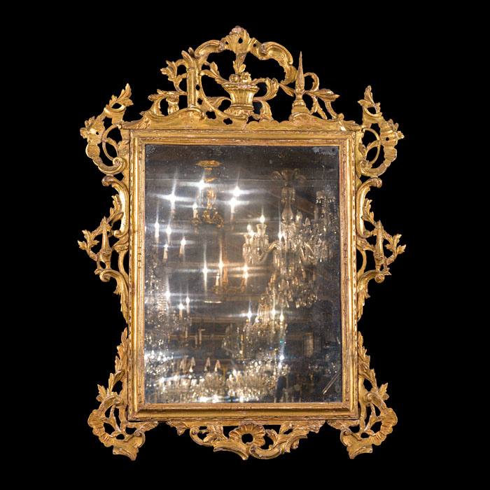 18th Century Italian Rococo Wall Mirror with Mercury Glass 