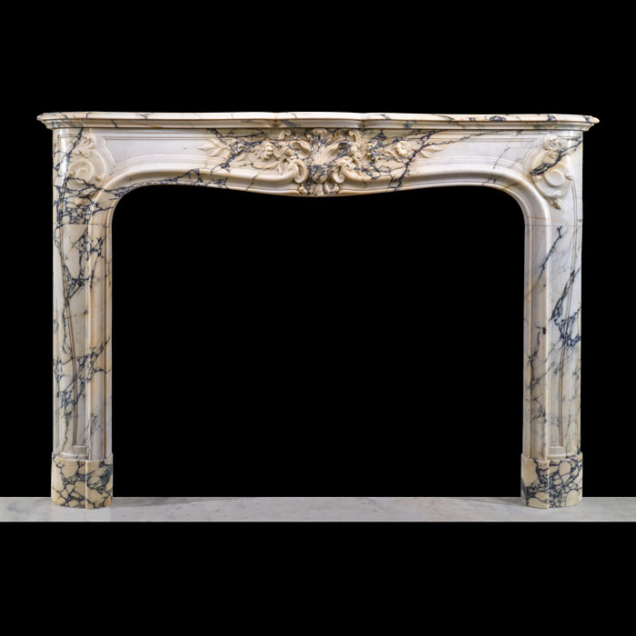 Rare Pair of Louis XV Seravezza Marble Chimneypieces 