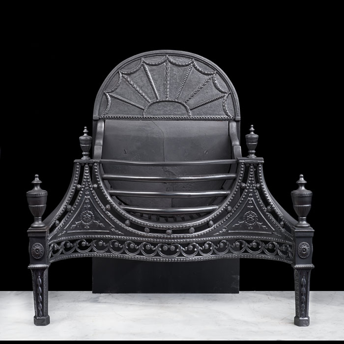 Large Adam Neoclassical Fire Basket in Cast Iron 