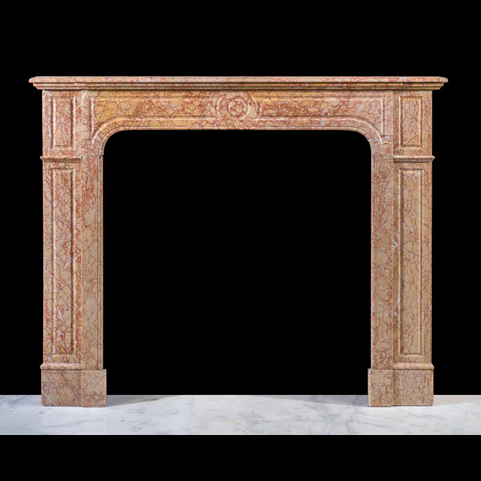 French Coral Toned Antique Fireplace 