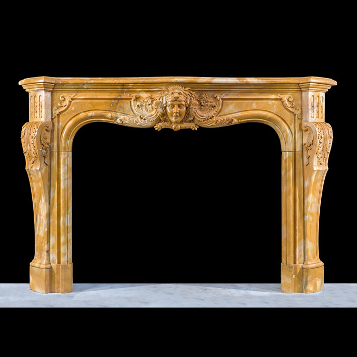 Grand Yellow Siena Marble 'Hercules' Rococo Fireplace 